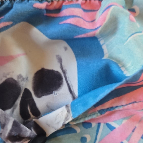NOBO Y2K SWIM TRUNKS SKULLS & LEAVES BLUE PINK COMFY STUFF SKATE PUNK 28/30 SURF - Picture 7 of 8